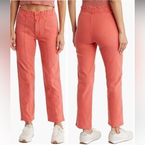 MOTHER The Springy High-Rise Straight-Leg Hot Coral Ankle Jeans Size 25 Pants